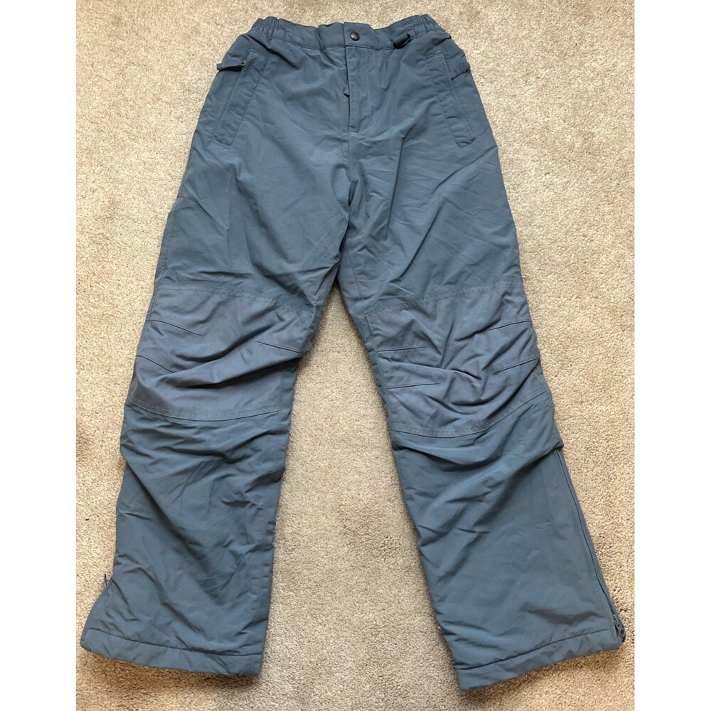 Lands End Snow Pants Kids 12S Blue Gray Squall Waterproof Insulated Iron Knee